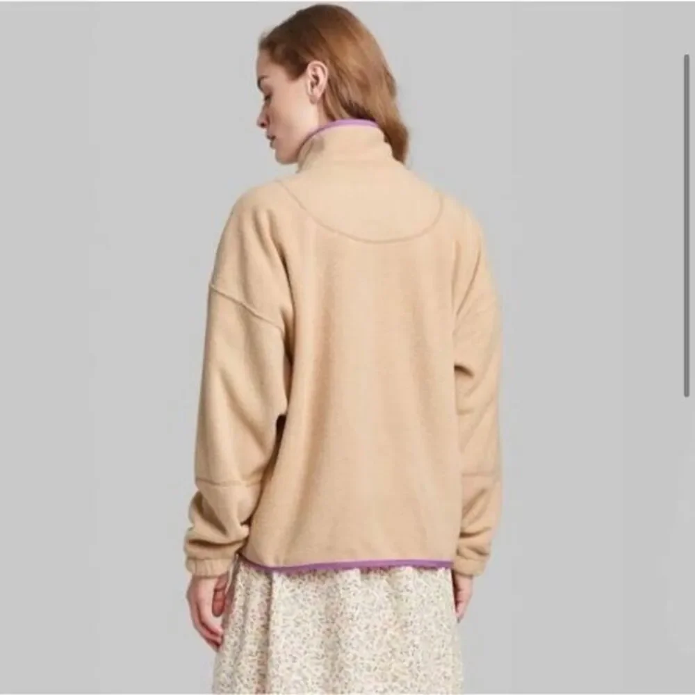 ⭐️Wild Fable Women's Snap‎ Front Faux Fur Sherpa Jacket Nude Casual Outerwear XL